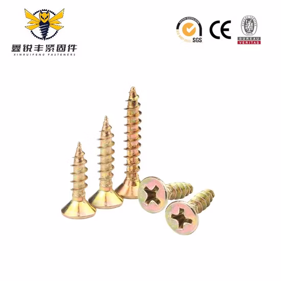 En madera al por mayor DIN7505 amarillo blanco zincado Torx Pozi Phillips doble Csk cabeza plana endurecer 6X55 3,5X30 MDF inoxidable muebles de madera tornillo de aglomerado