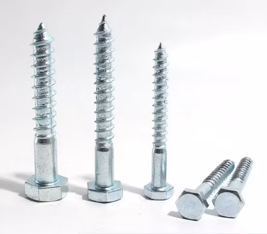 Tornillo de cabeza hexagonal de madera de cabeza hexagonal de acero al carbono zincado DIN571