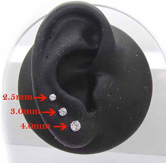Labret sin rosca de titanio ASTM F136 y perno nasal con incrustaciones de CZ