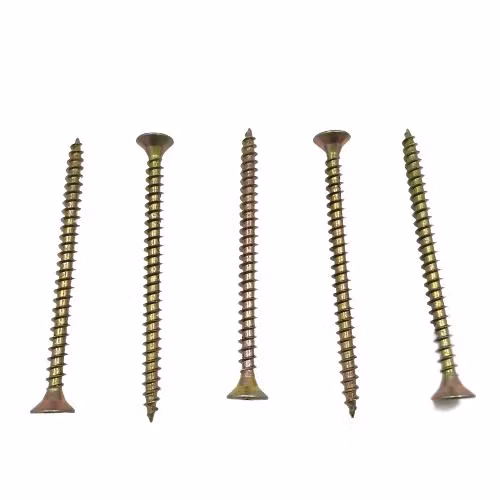 DIN7505 Acero al carbono chapado en zinc amarillo C1022A Pozi Drive Tornillos de aglomerado autorroscantes de madera con cabeza avellanada plana Csk